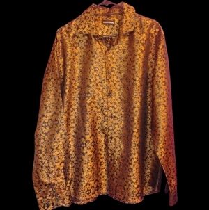 Men's Gold and Black Dress Shirt